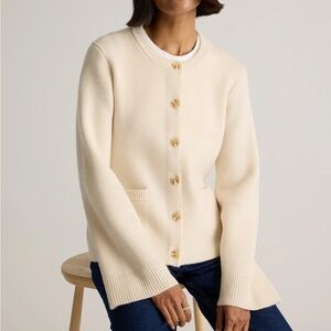 Quince Cream Mongolian Cashmere Structured Cardigan in Large